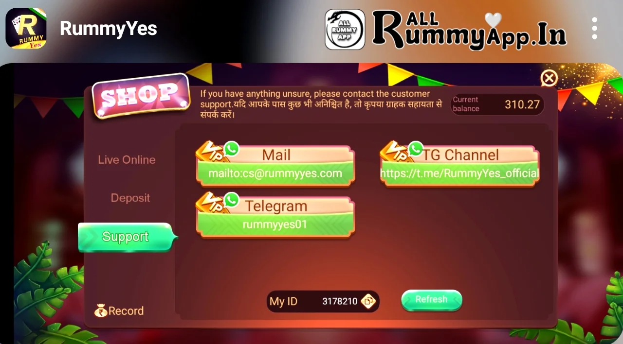 Rummy Yes APK Customer Support