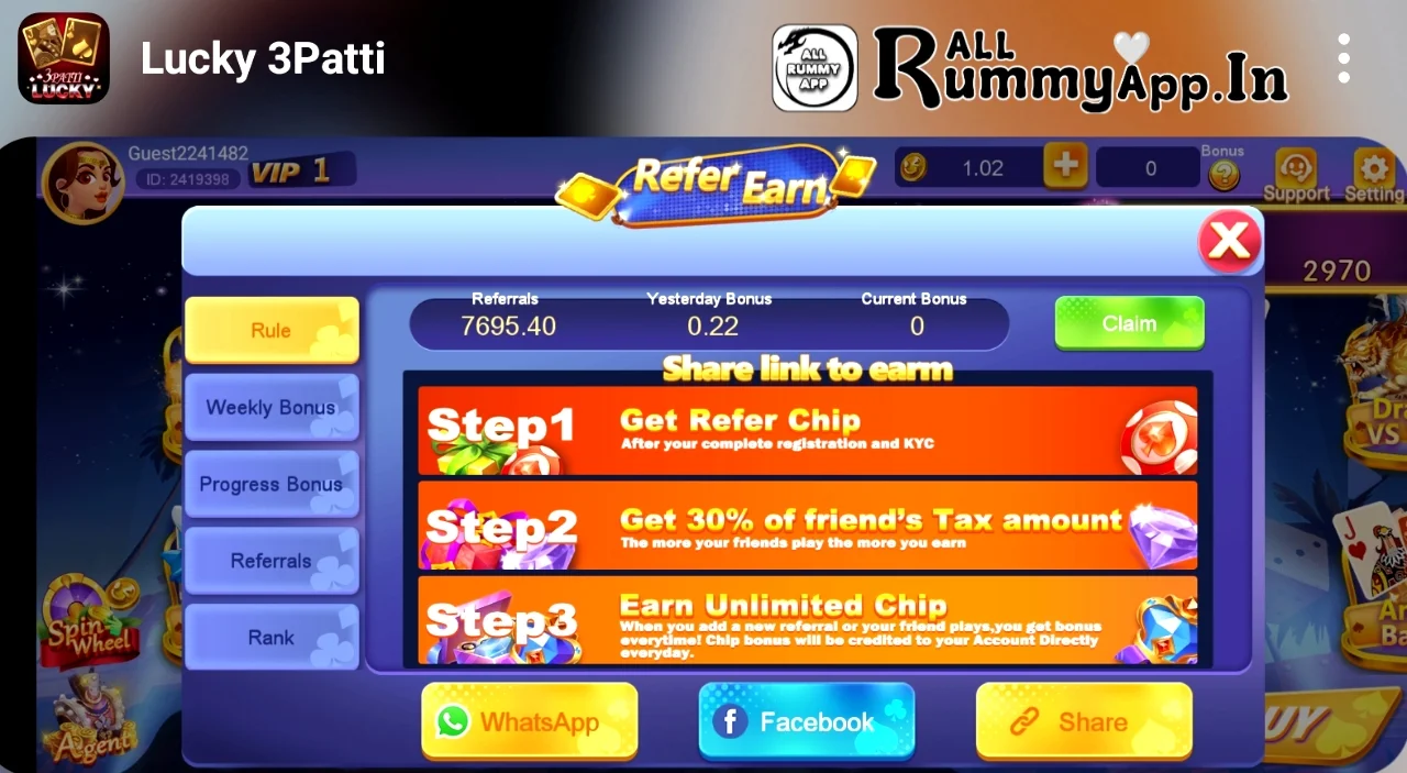 Teen Patti Lucky APK Refer And Earn